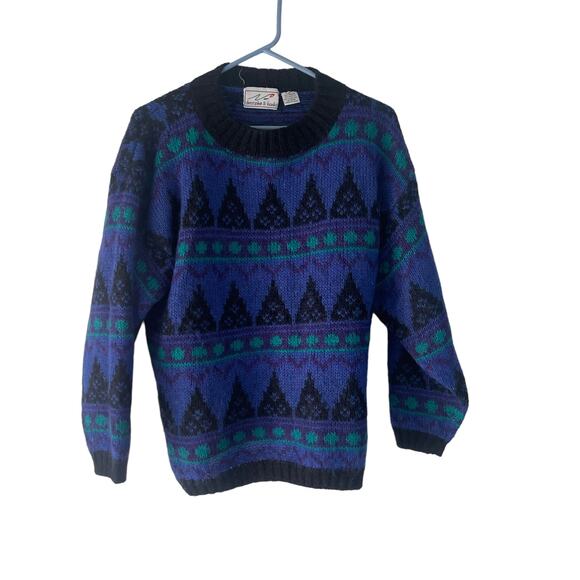Christopher & Banks Vintage Women's Size Medium Mohair Loud Purple Print Sweater - Picture 1 of 7